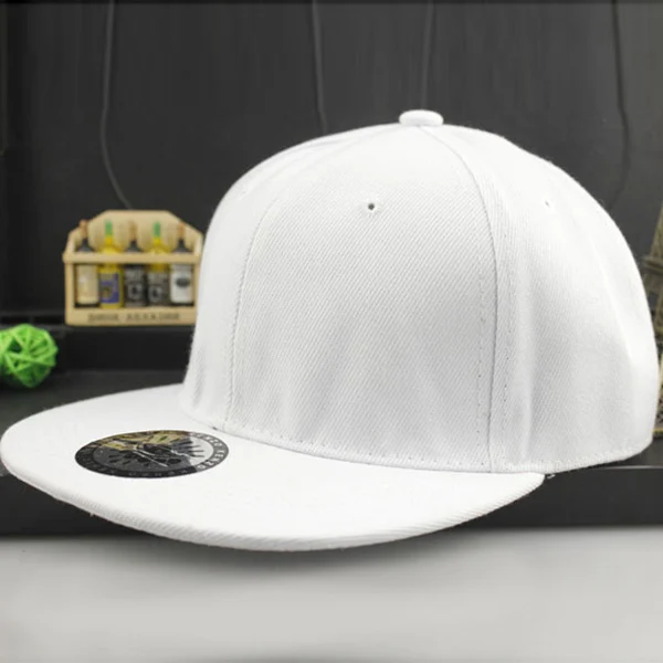 Модная Регулируемая Мужская Женская кепка для бейсбола твердая хип-хоп бейсболка Плоская Шляпа Козырек - Цвет: Белый