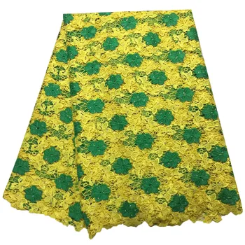 

2018 Latest Double color African Embroidery Guipure Cord Lace Fabric High Quality Lace French Nigerian Lace Fabrics H1102
