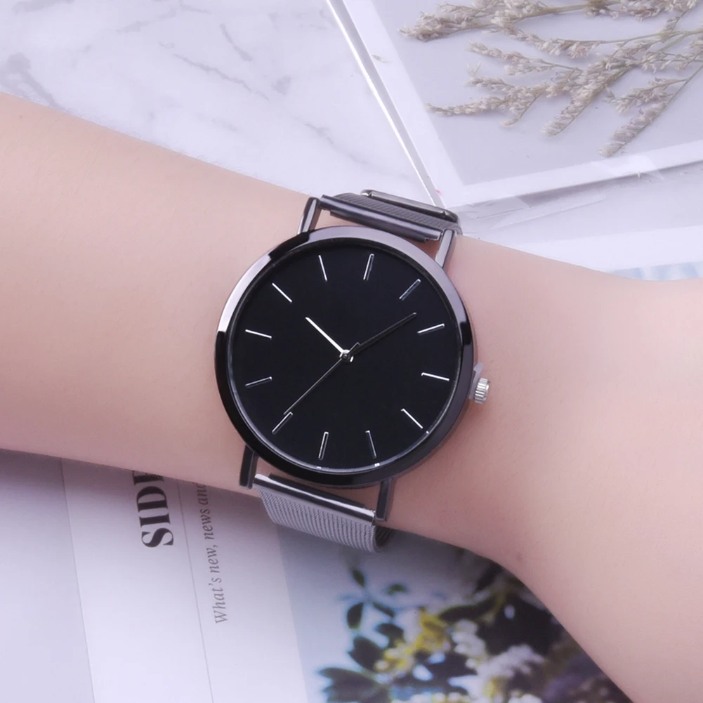 Runde Zifferblatt bajan kol saati Analog Legierung Band Quarz Armbanduhr Unisex Büro Schule Decor f