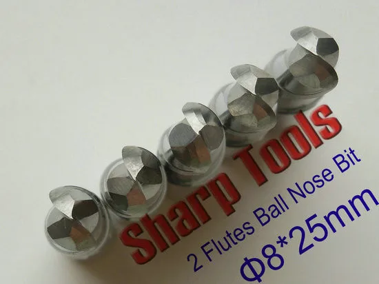 8x25MM 5pcs 2 Flute Solid Carbide Ball Nose End Mill Wood Router Cutter, CNC Milling Cutters for Wood Router Engraving Carving