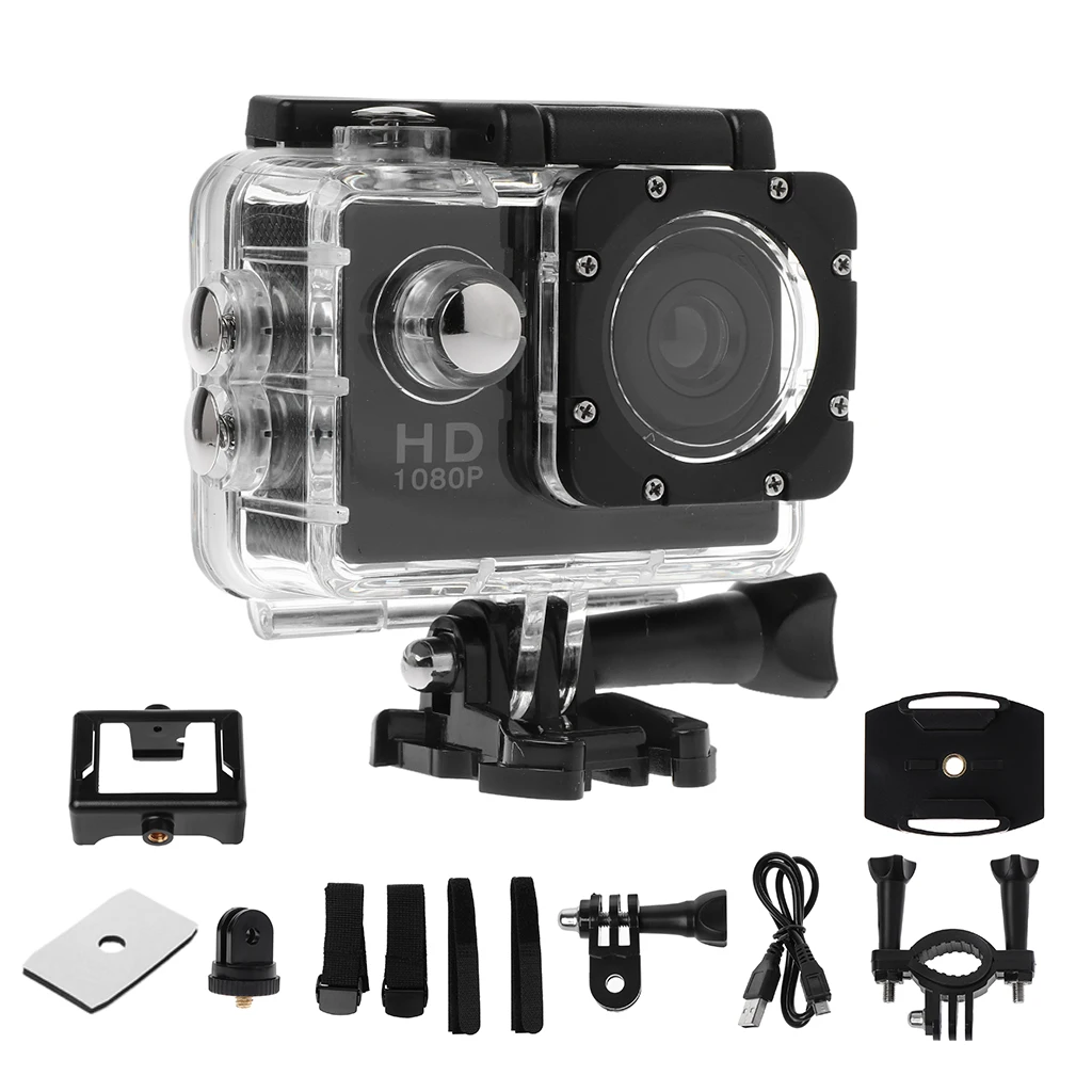 Водонепроницаемая камера для дайвинга 1080P HD камера на шлем видеокамера DVR DV Action recorder электронные товары - Цвет: Черный