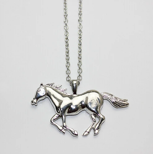 Новое модное массивное ожерелье для женщин серебряное/золотое ювелирное ожерелье с подвеской в виде бегущей лошади - Окраска металла: sliver