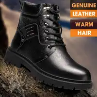 OSCO 2019 ชายฤดูหนาวทหารสีดำรองเท้าผู้ชายรองเท้าหนังแท้รองเท้าหนัง Lace-Up รอบ Toe คุณภาพสูงขนาด 38-44