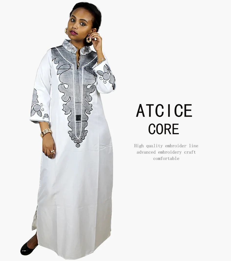 African Dresses For Women Dashiki  Dresses Bazin Riche Traditional African Clothing Long Sleeve For Ladies Without Scarf  LA018# african traditional attire