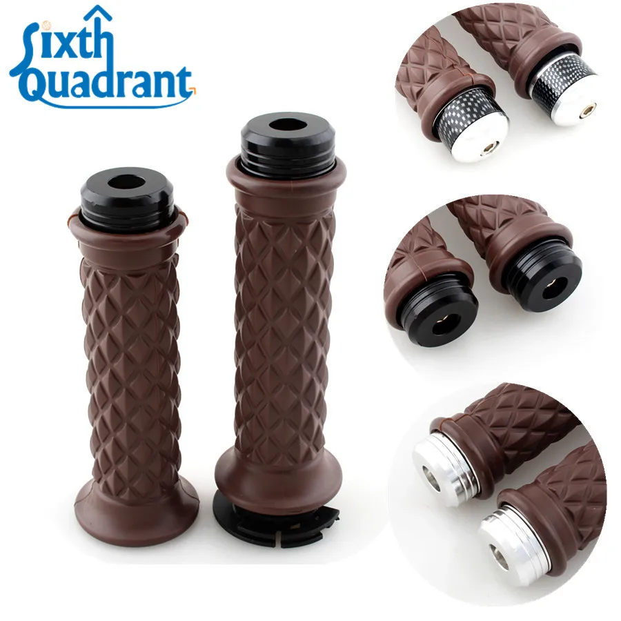 

Vintage Motorcycle Grips 7/8" 22mm Brown Diamond Handlebar Hand Grip and Bar Ends