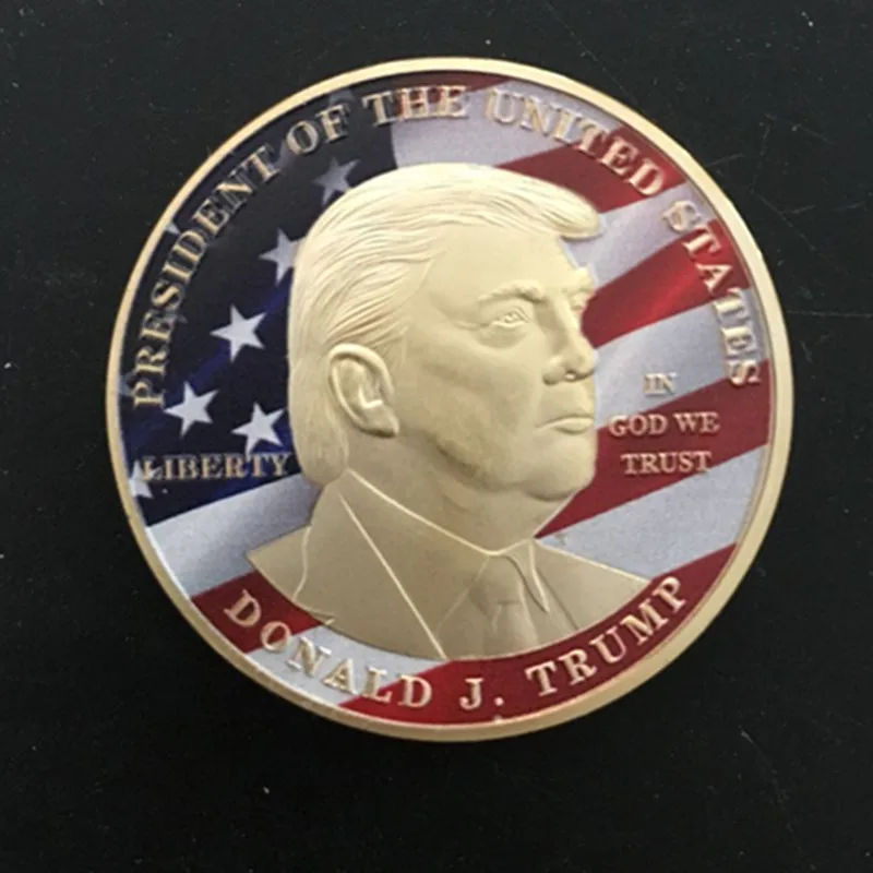 

1 pcs The Donald Trump coin the president of USA 24K real gold plated badge 40 mm souvenir decoration coin