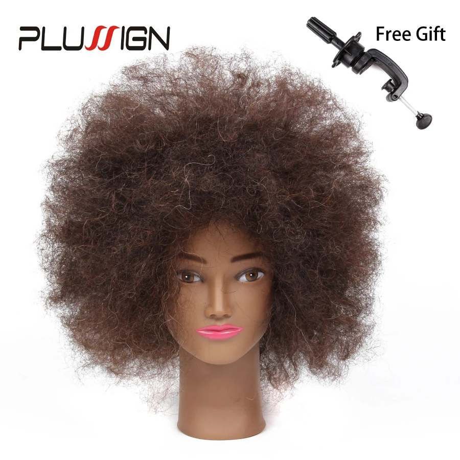 

Plussign 100% Real Human Hair Training Manequin Head With Black Wig Salon Hairdressing Cosmetology Cutting Braid Practice Tool