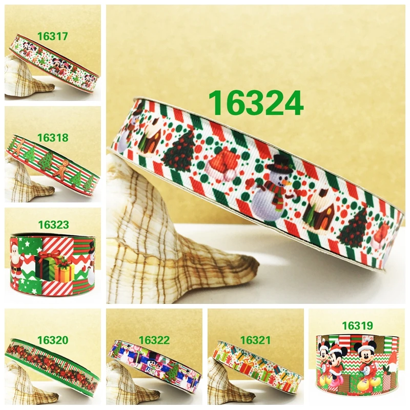 

Free shipping 50yards cartoon merry christmas printed grosgrain ribbons 16324