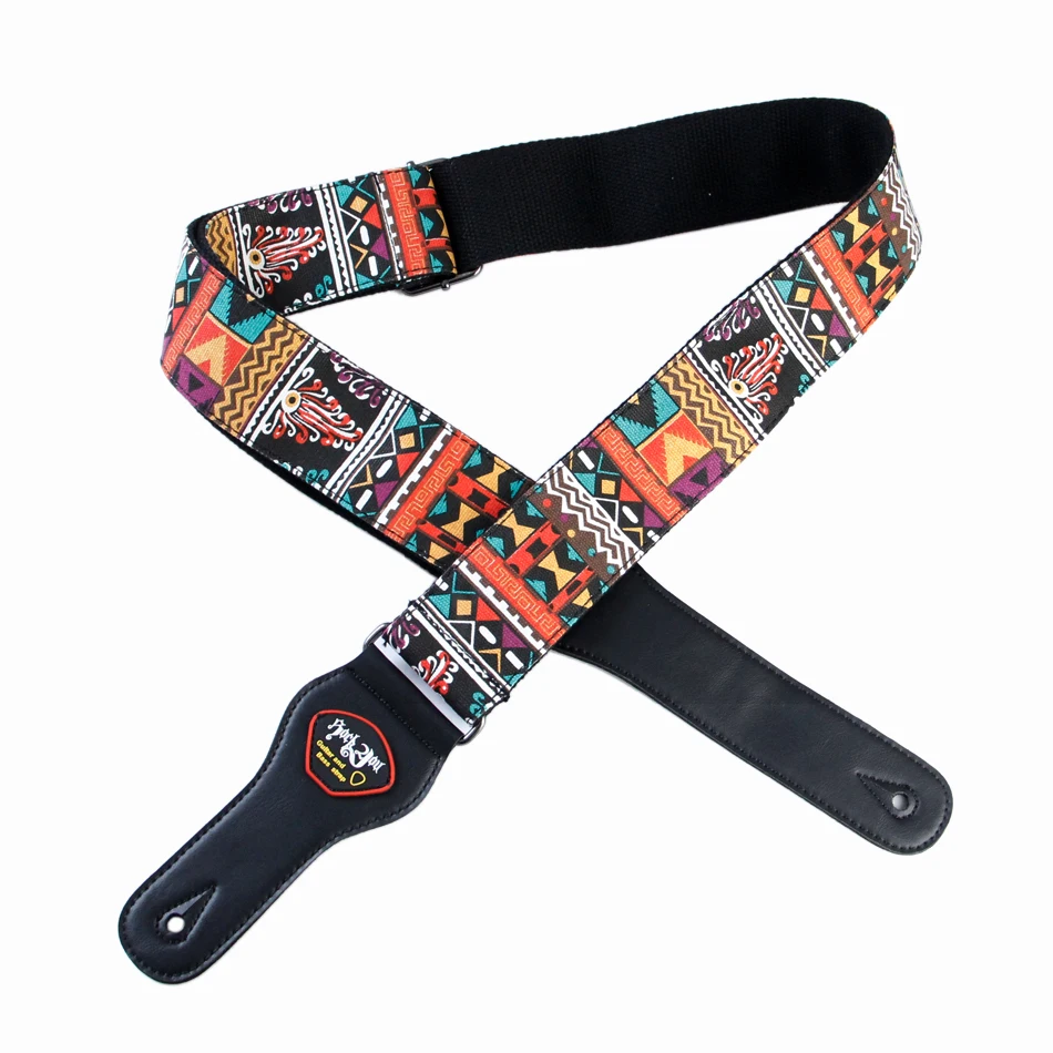 Кожаный ремень для гитары Rockyou хлопчатобумажный длина ремешка 145 см|guitar strap black|strap