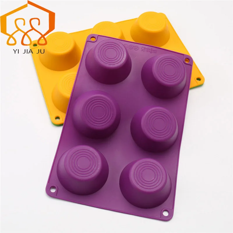 

Free Shipping New cake design 6 hole pudding Muffin cup silicone mold silicone nonstick bakeware family baking cake mould