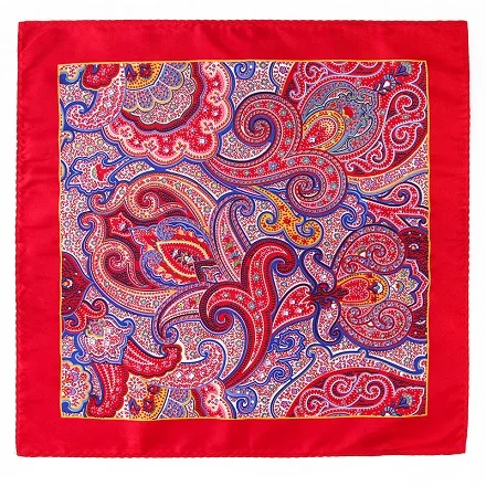 Pocket Square PS019 Портной Смит мужчины Пейсли карман квадратный из микрофибры печати мужские платки синий бордовый Цветочные носовой платок новая мода мужской костюм носовой платок - Цвет: Pocket Square PS019