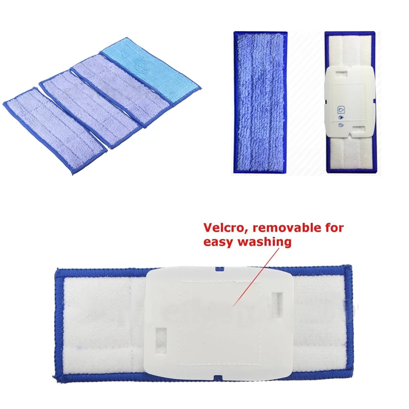 4pcs/Set Washable Reusable Replacement Microfiber Dry Wet Cleaning