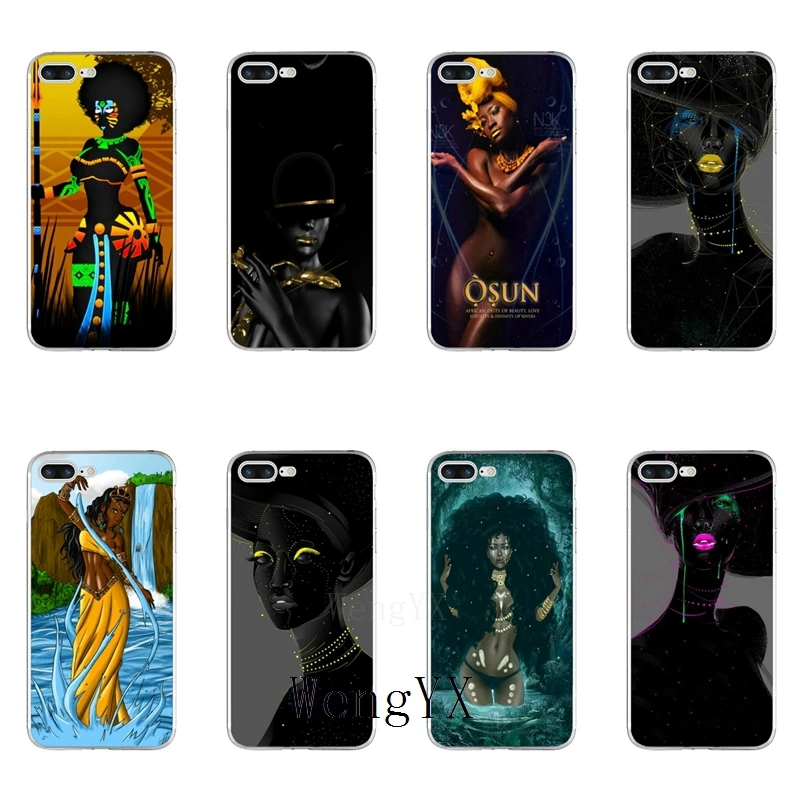 

artistic African Goddess woman Slim silicone TPU Soft phone case For iPhone X 8 8plus 7 7plus 6 6s plus 5 5s 5c SE 4 4s