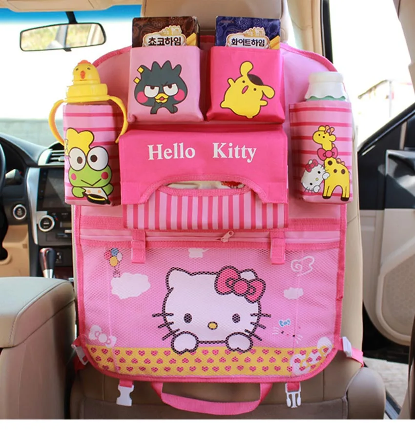 Cute Cartoon car organizer kids Bear&cat Car Seat Back Bag Storage Hanging  Car Organizador Bags Pocket Car styling for Kids