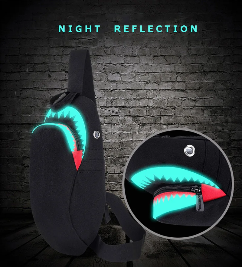 Anti Theft Backpack Men Women Oxford USB Charging Chest Bag Shark Night Reflection Design Teenager Single Shoulder Bag BP0219 (17)