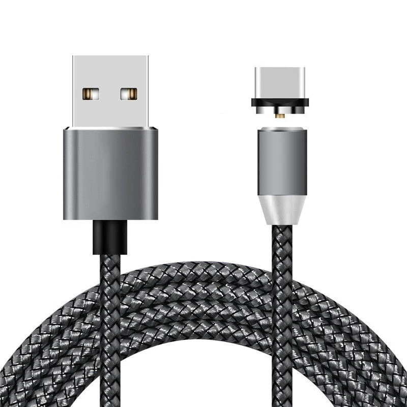 Магнитный кабель Micro usb type C зарядный кабель для iPhone samsung Xiaomi huawei type C штекер смартфон Универсальный Магнитный кабель - Цвет: Gray