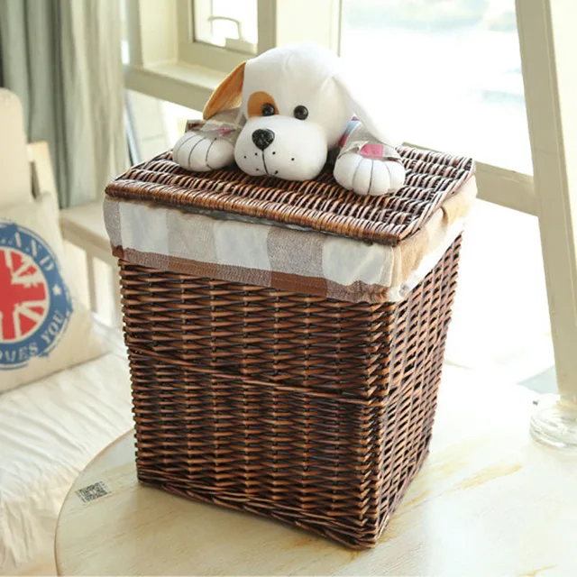 De cestas de mimbre con tapas gran lavandería cesta para ropa blanca