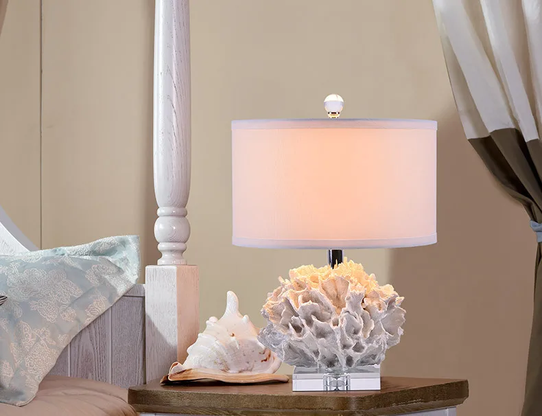 Настольная лампа в средиземноморском стиле с морским кораллом для гостиной, спальни, прикроватная Светодиодная настольная лампа, современная настольная лампа