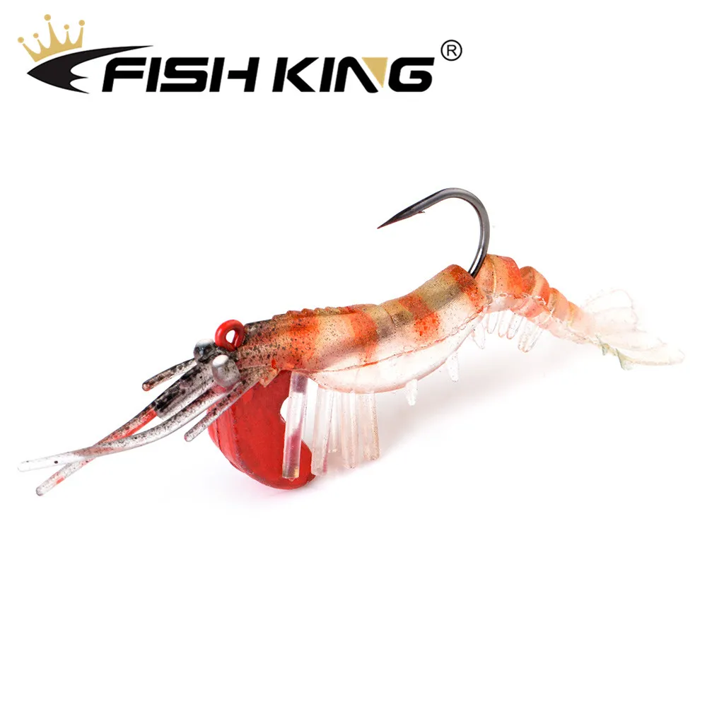 FISH KING/1 шт. мягкие рыболовные приманки с креветками, 7 см/7 г, 10 см/14,5 г, Искусственные Креветки, мягкие приманки, бионическая приманка с свинцовым крючком