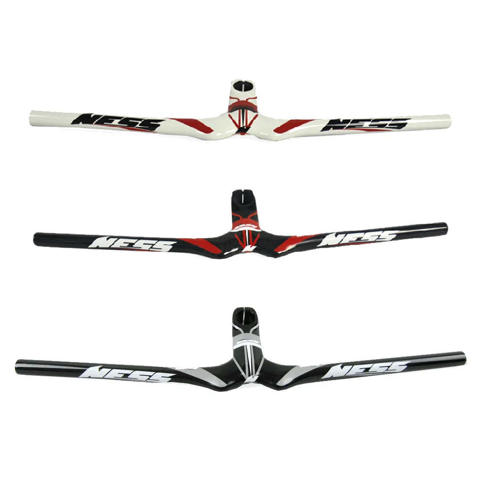 Full Carbon Fiber MTB Handlebar Flat 31.8mm Clamp MTB NESS Integrated Handlebar With stem цена Full Carbon Fiber MTB Handlebar Flat 31.8mm Clamp MTB NESS Integrated Handlebar With stem цены онлайн