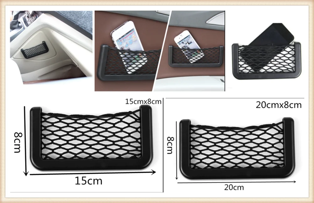 Best Universal black car seat side net storage pocket for BMW E34 F10 F20 E92 E38 E91 E53 E70 X5 M M3