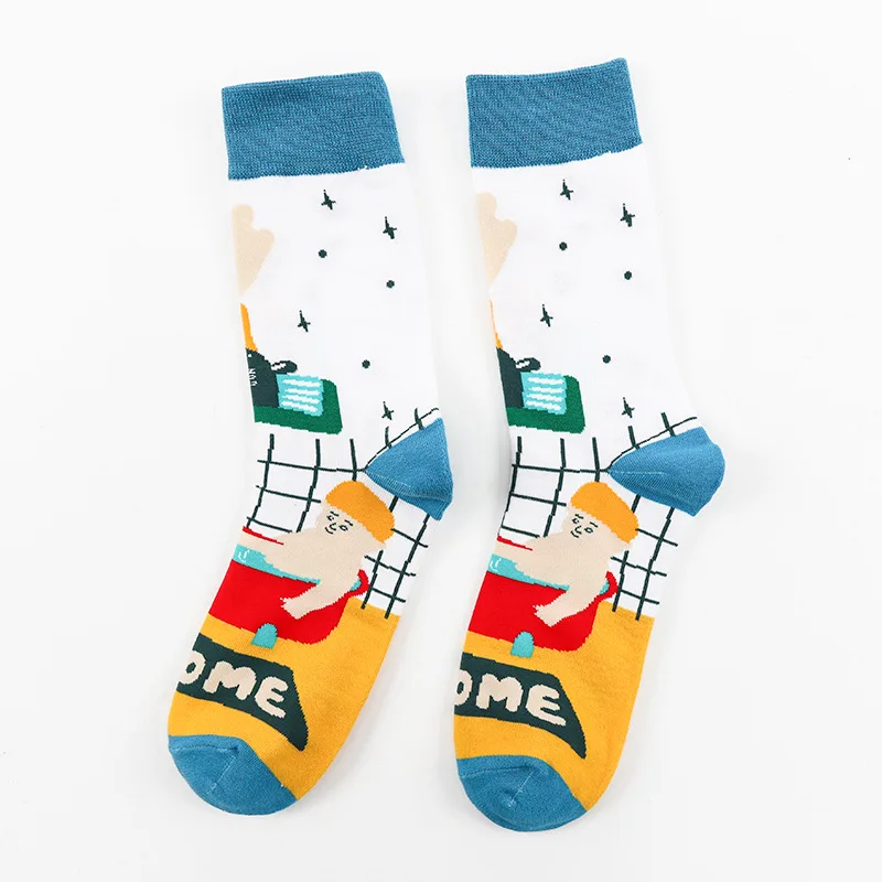 [WPLOIKJD] Harajuku новые продукты корейский стиль модные мужские хлопковые носки с героями мультфильмов удобные креативные носки Skarpetki Sokken