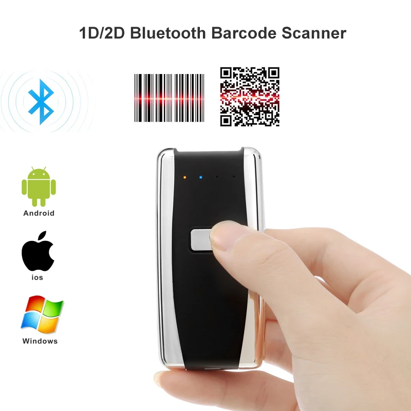 مصغرة الجيب المحمولة اللاسلكية الباركود ماسحة USB بلوتوث 1D الليزر/2D CCD الباركود ماسحة لنظام أندرويد IOS ويندوز مصغرة الجيب المحمولة اللاسلكية الباركود ماسحة USB بلوتوث 1D الليزر/2D CCD الباركود ماسحة لنظام أندرويد IOS ويندوز