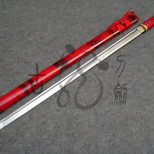S0914 блестящий красный черный прямой ниндзя стальной меч W/Дымчатая текстура ножны 39,9"