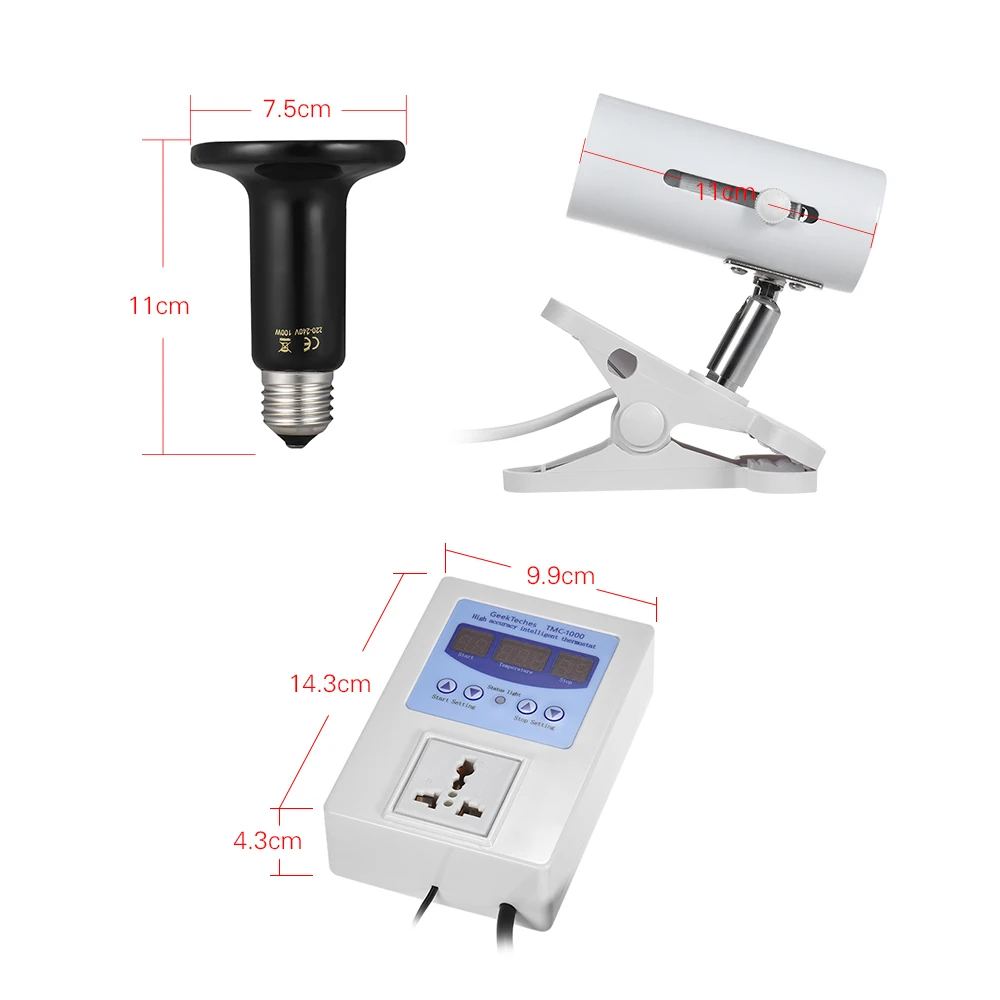 Термометр для питомца 3 шт./компл. 50/100 W теплоизлучатель Керамика лампа& держатель лампы и Температура контроллер для рептилии террариум