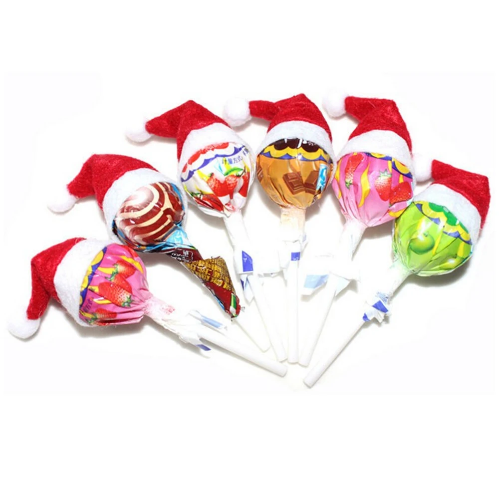 

JETTING 6 Pcs 2017 New Mini Santa Claus Hat Christmas Xmas Holiday Lollipop Top Topper Decor Hot Selling