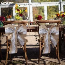 Ourwarm 10 шт. мешковины и Кружево свадебные стул Пояса Свадебные украшения натуральный Чехлы для стульев на День святого Валентина Главная Ужин Декор