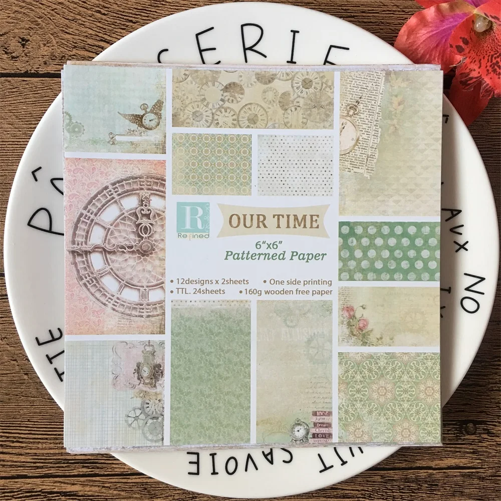 

24pcs/Pack 6*6inch Our Time Patterned Paper Pack for Scrapbooking DIY Happy Planner Card Making Journal Project