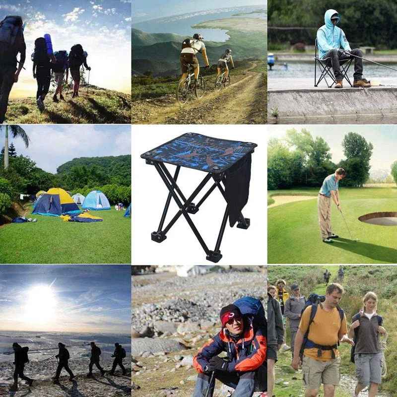 TOP!-Portable Camping Stool Small Folding Camp Chair With Carry Bag For Fishing Hiking Gardening Beach