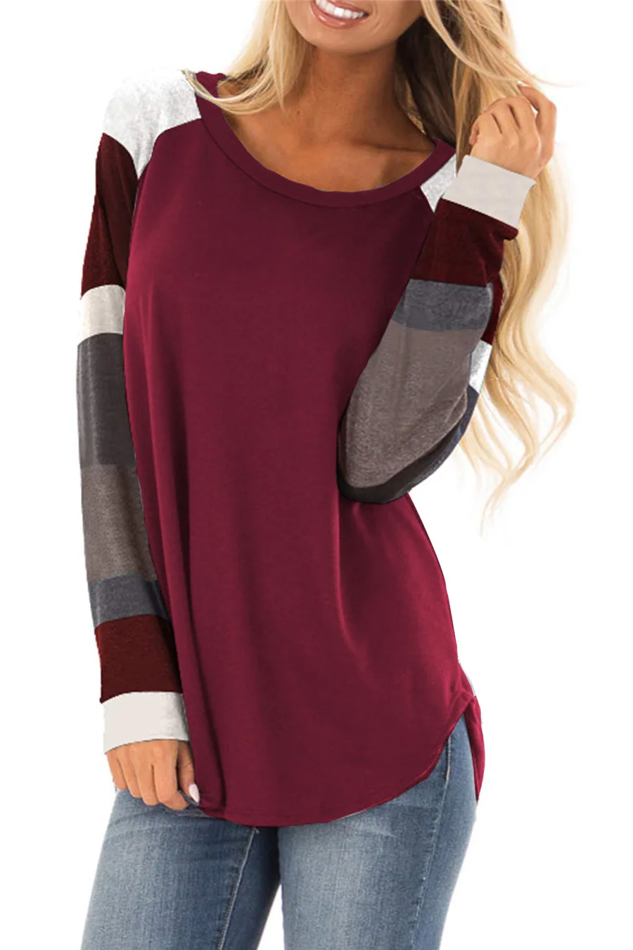 Gladiolus 2018 Fashion Women Autumn T-Shirt Long Sleeve O-Neck Multi Color Patchwork Casual T Shirt Women Tops Camiseta Feminina (17)