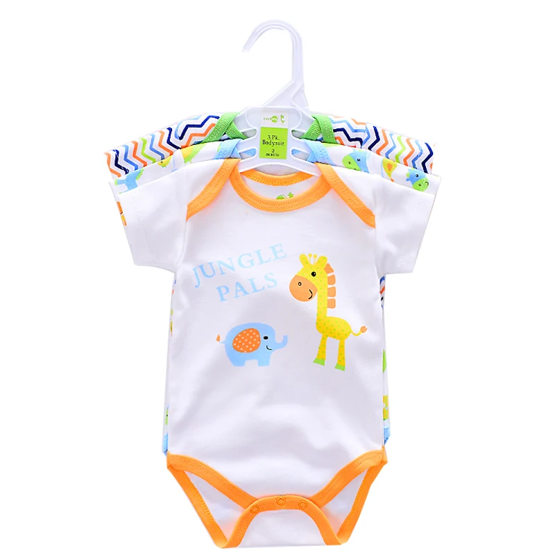 3 pcslot Baby Bodysuits 2017 Wholesale Newborn Baby Girls & Boy Cotton Giraffe Pattern 0-12 M Summer Baby Clothing (6)