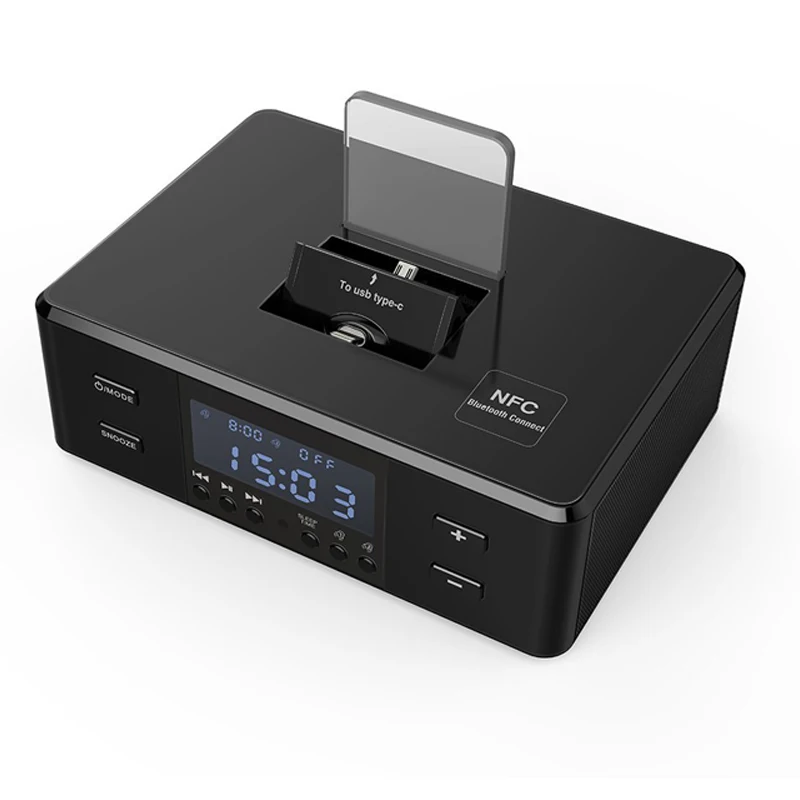 EAAGD Будильник Радио, беспроводной Bluetooth динамик, цифровой будильник USB зарядное устройство для спальни с fm-радио/usb зарядный порт