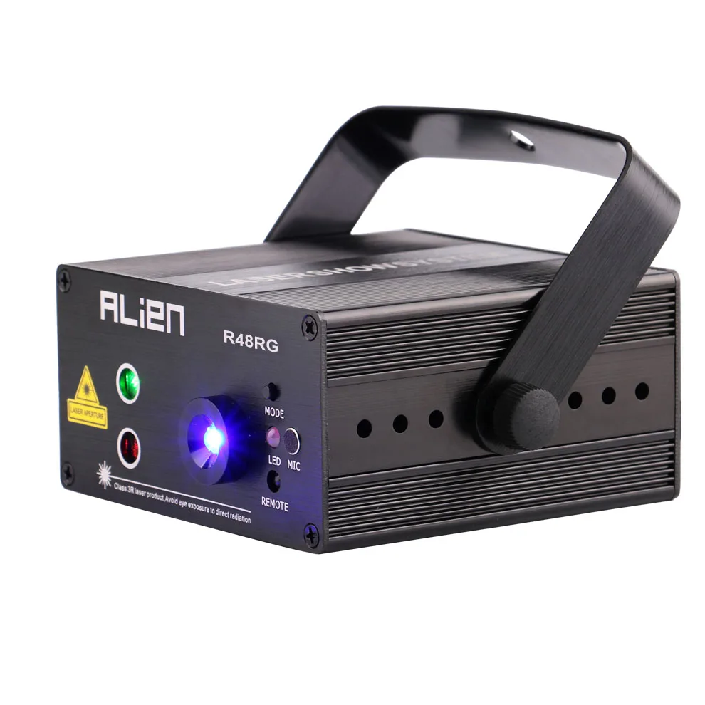 

ALIEN Mini Laser Stage Lighting Led Projector Effect Remote Red Green 48 Pattern disco Dj Light Professional Party Lights Show