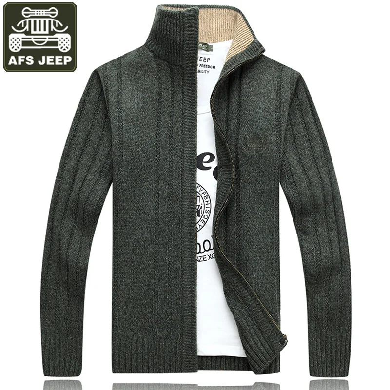 

AFS JEEP Brand Clothing Cardigan Men's Sweater Standard Wool Sweater Pull Homme Thick Warm Sweater Men Outwear Coats Size XXXL