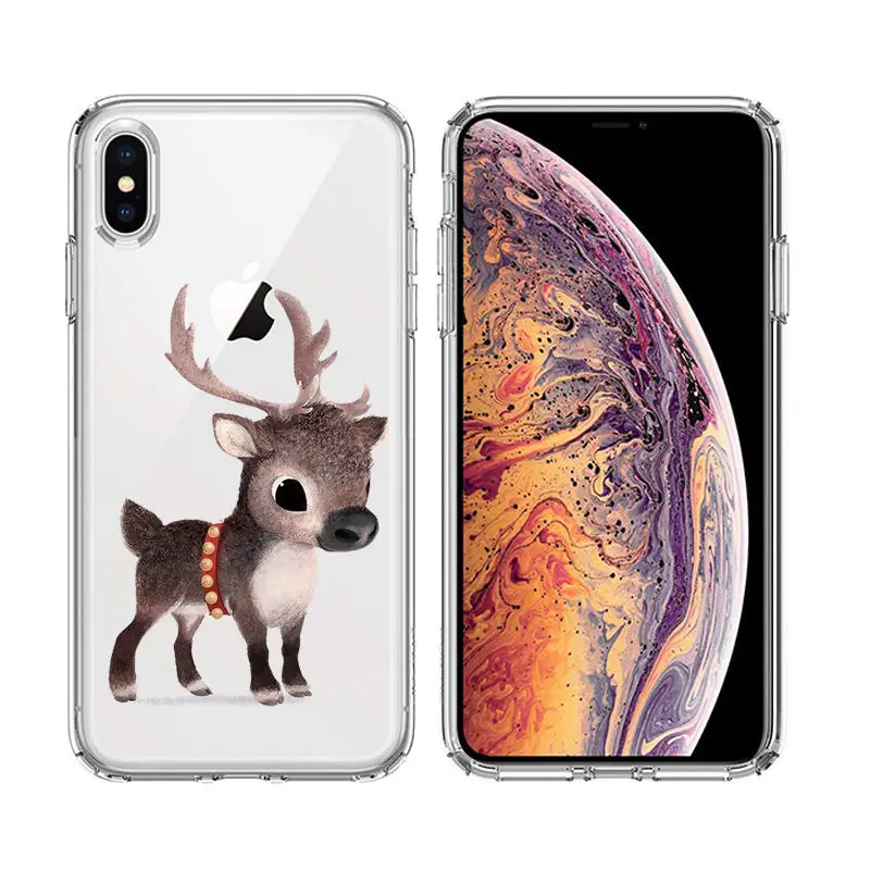 Christmas Santa Reindeer Patterned Clear Soft TPU Case For iPhone 8 Plus XS XR XS Max 6S 5S 7 Plus 7 6 5 SE 8 Chritmas TPU Coque (20)