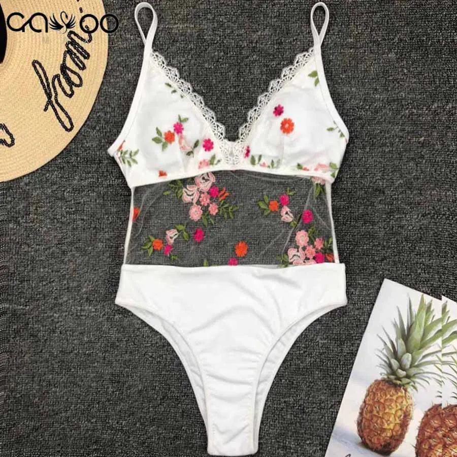 

One-Piece Bikini for Women NEW Embroidery Sexy Swimsuit Summer 2019 Female Bathing Suit Lace UP Swimwear Maillot De Bain Biquini
