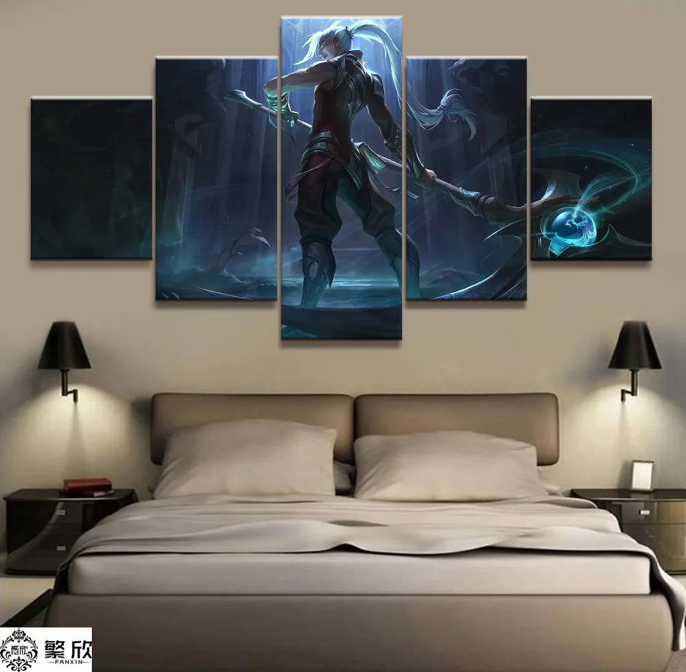 

5 Panel LOL League of Legends Shieda Kayn Game Canvas Printed Painting For Living Room Wall Art Decor HD Picture Artworks Poster