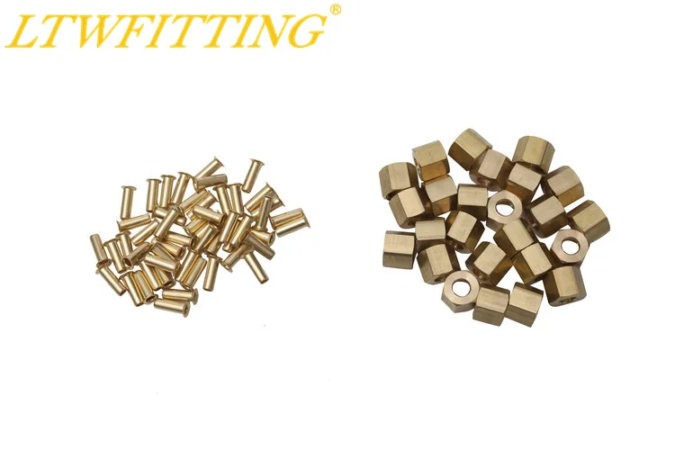 LTWFITTING 1/4" Brass Compression Insert with 1/4" Compression Nut, BRASS COMPRESSION FITTINGin