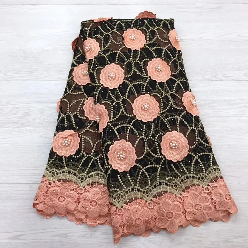 

African lace fabric 2018 high quality lace High Quality Nigeria Lace Fabrics Stones lace Embroidery For african Wedding F1390