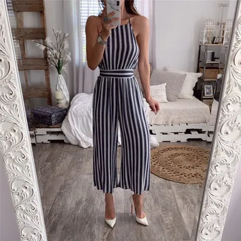 

Jumpsuits for Women 2019 Rompers Womens Jumpsuit Casual Korean Sexy Striped Backless Summer Jumpsuit