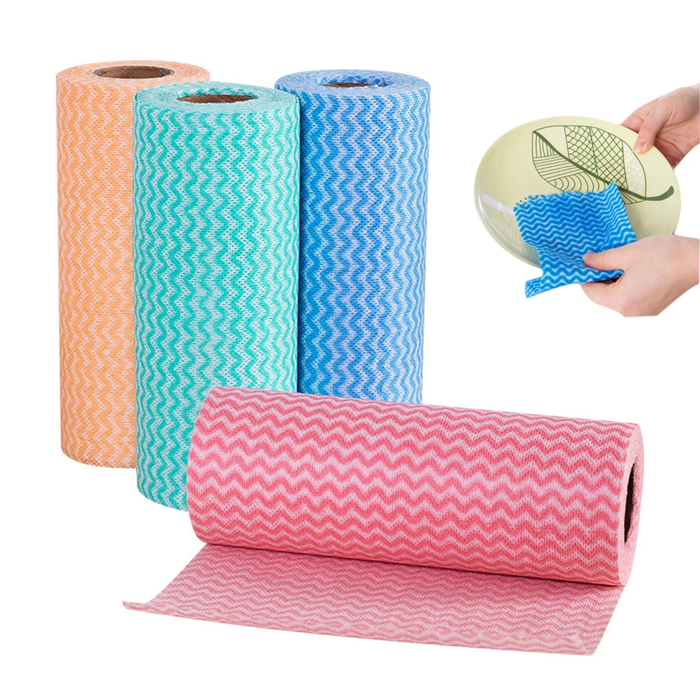 

50Pcs/Roll NEW ! Non-woven Kitchen Cleaning Cloth Disposable Eco-friendly Rags Wiping Pad Furniture Kitchenware Cleaning Prouct