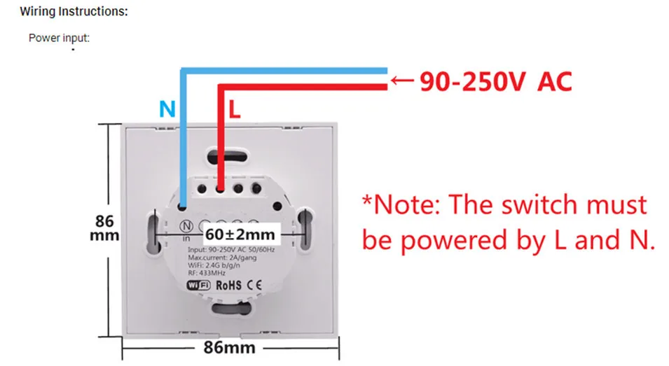 5---Sonoff T1 EU UK Panel WiFi RF 433 APP  Touch Control Wireless Light Switch 1 2 3 Gang 1 Way Wall Touch Glass Switch Smart Home