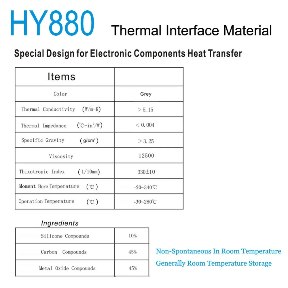 5 шт. сверхуглеродистая термосмазка Nano HY880 5*1g теплоотвод Интерфейсный материал
