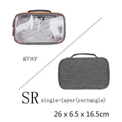 BUBM прозрачная цифровая приемная сумка, органайзер для кабеля, туалетные принадлежности, товары для дома, чехол для путешествий, цифровой органайзер для хранения косметики, Сортировочная сумка - Цвет: SR Gray