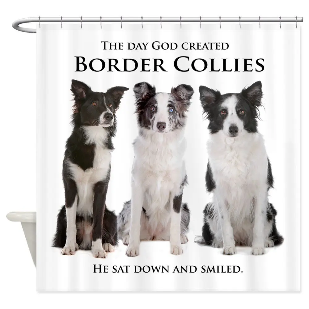 Creation of Border Collies Shower Curtain Decorative Fabric Shower