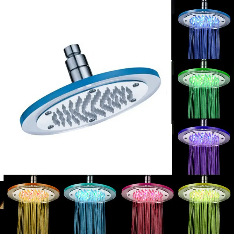 

7 color flashing LED shower head round top spray ABS Acrylic faucet Bath Shower nozzle high pressure showerhead Faucet Bathroom